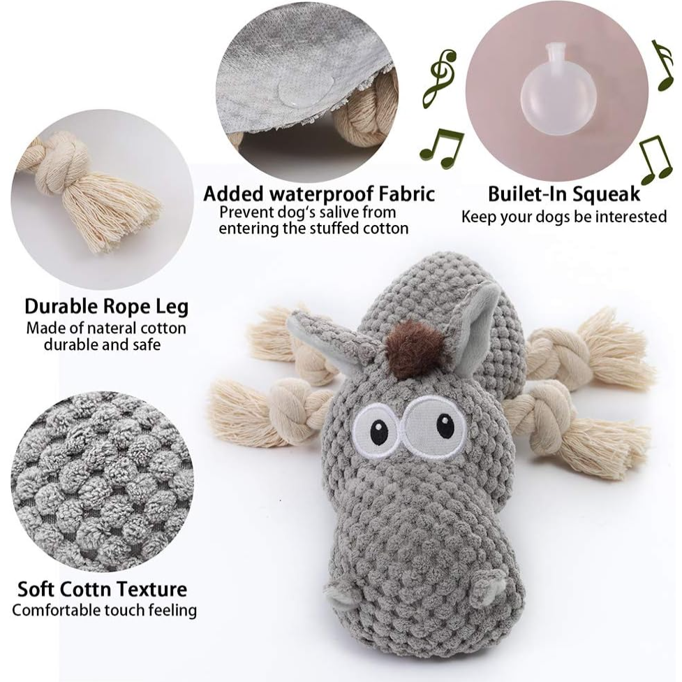 New Donkey-Grey Squeaky Toy for Pet Stress Relief